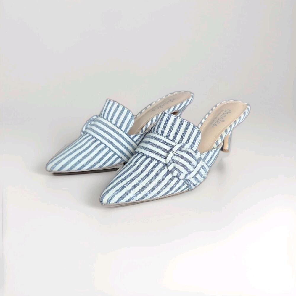 Charles by Charles David Striped Acapulco Mules W/ Buckle Size 7 1/2 Euc